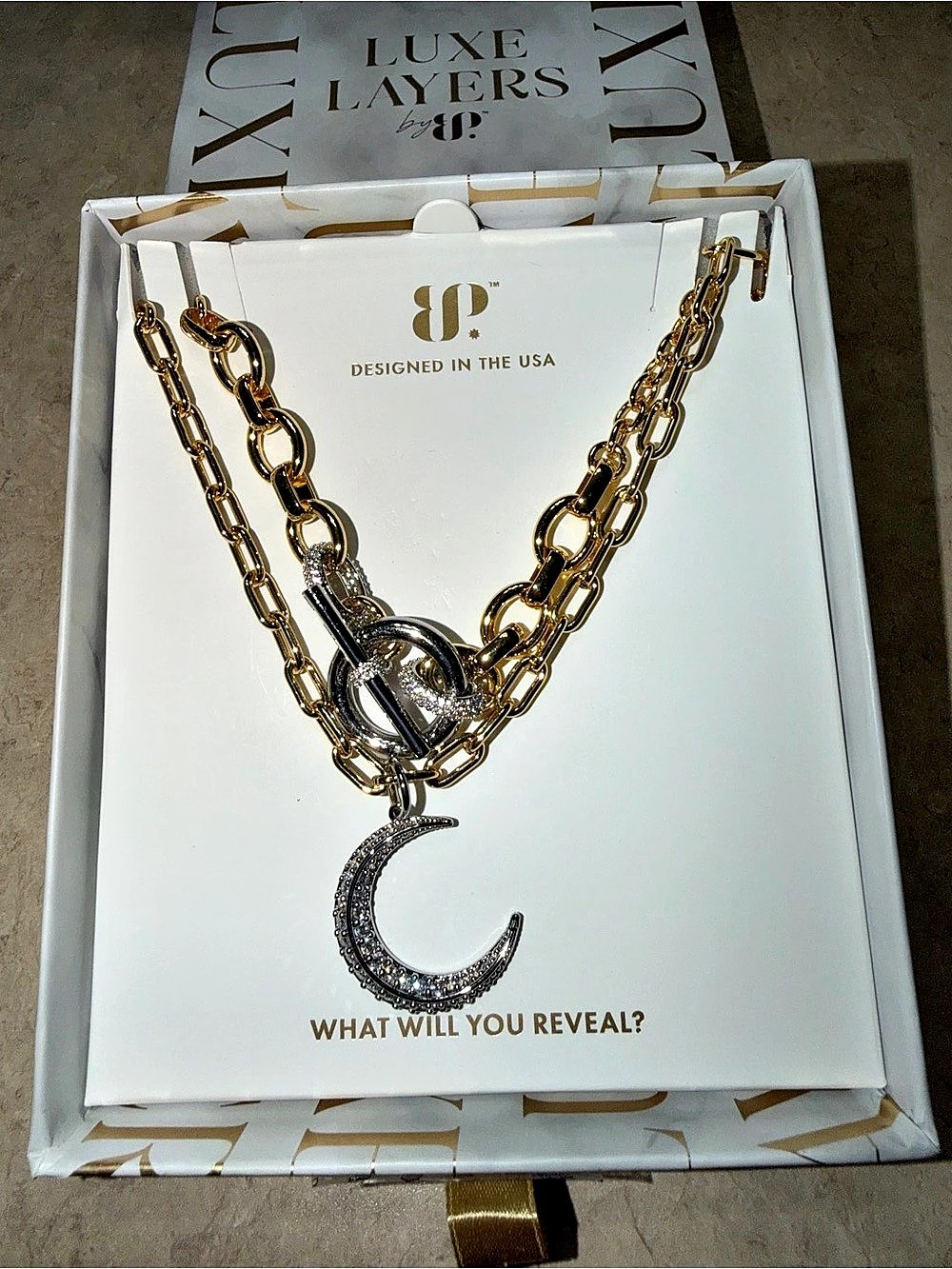 BP Luxe Layers- She Looks Fear In The Face and Smiles The Moon on Gold & Silver